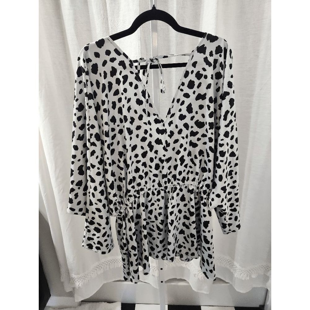 Asos Light blue Animal Print Blouse Peplum top - Size 18